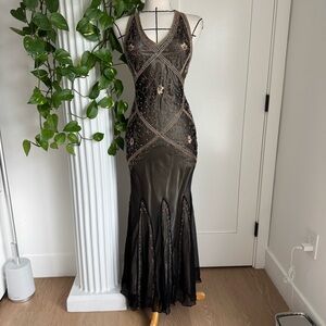 Caché Flapper Vintage Beaded Gown